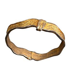 Vintage Zentall Bangle Bracelet Gold Silver Tone Wave Textured Signed